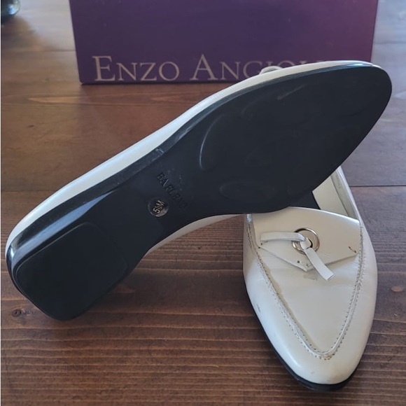 Enzo Angiolini white leather loafers flats pointy tassel - Picture 2 of 5